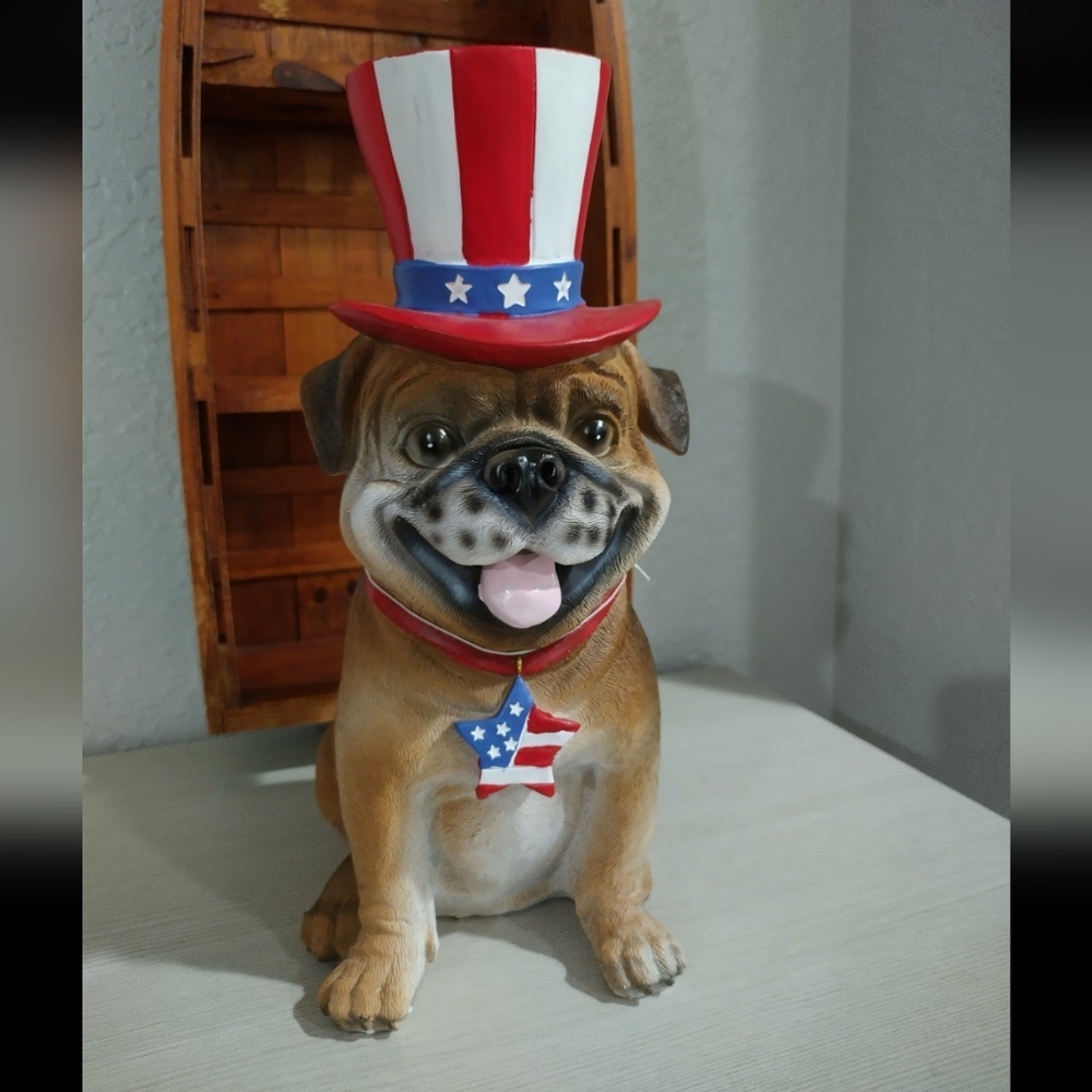Patriotic Dog Statue with Hat